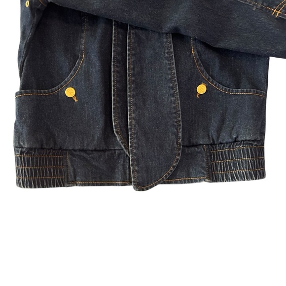 Miss Tina Tie Neck Zip Front Denim Jacket Size 8 - Picture 2 of 11